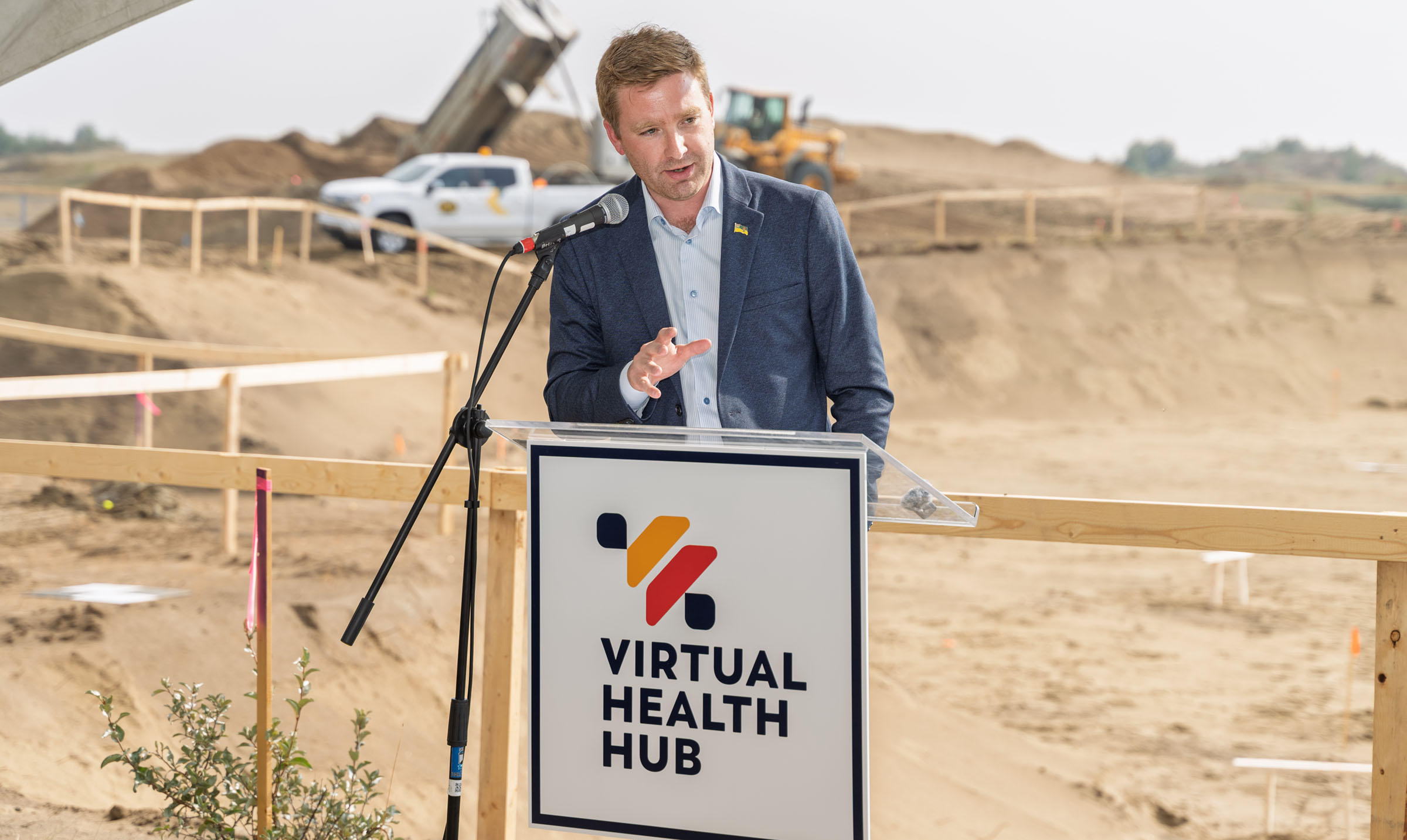 Saskatchewan Minister of Health Hon. Jeremy Cockrill speaks at VHH facility construction announcement at Whitecap, SK